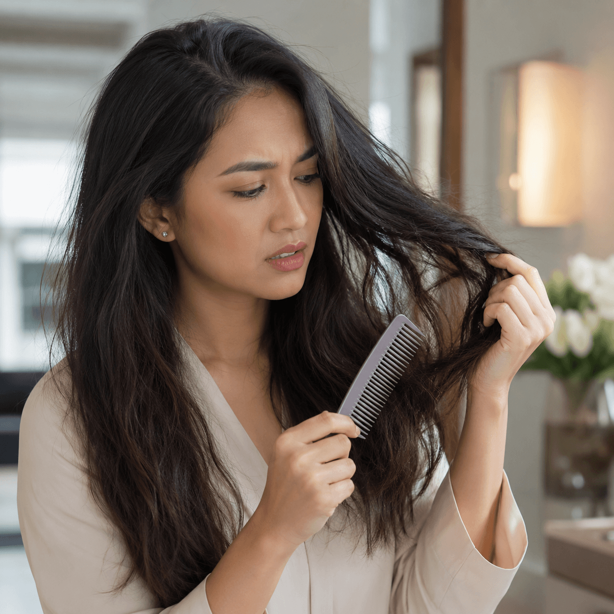 Dry-feeling hair