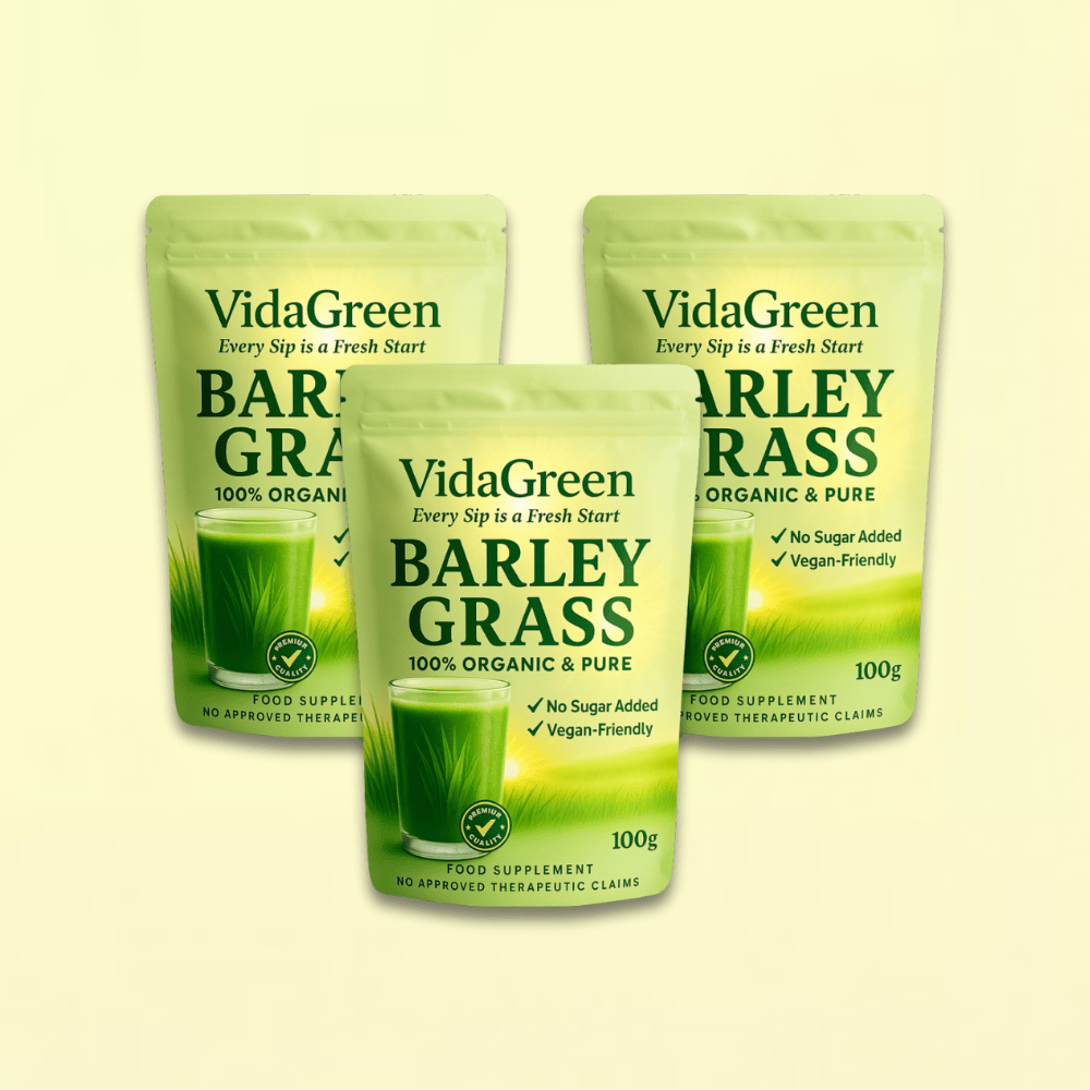 VidaGreen Organic Barley Grass | Pouch 100g 3pcs